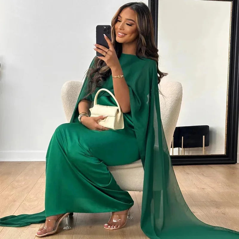 Sierra | Women’s Cape Style Maxi Dress With Wide Sleeves