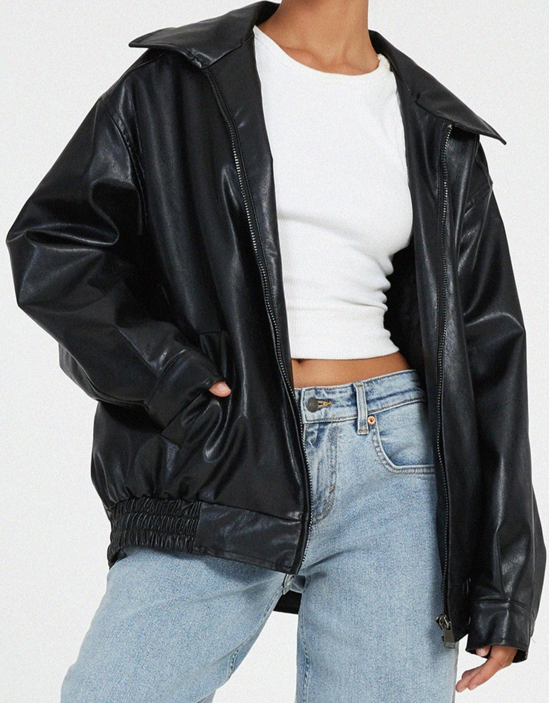Paisley | Women’s oversized leather-look bomber jacket