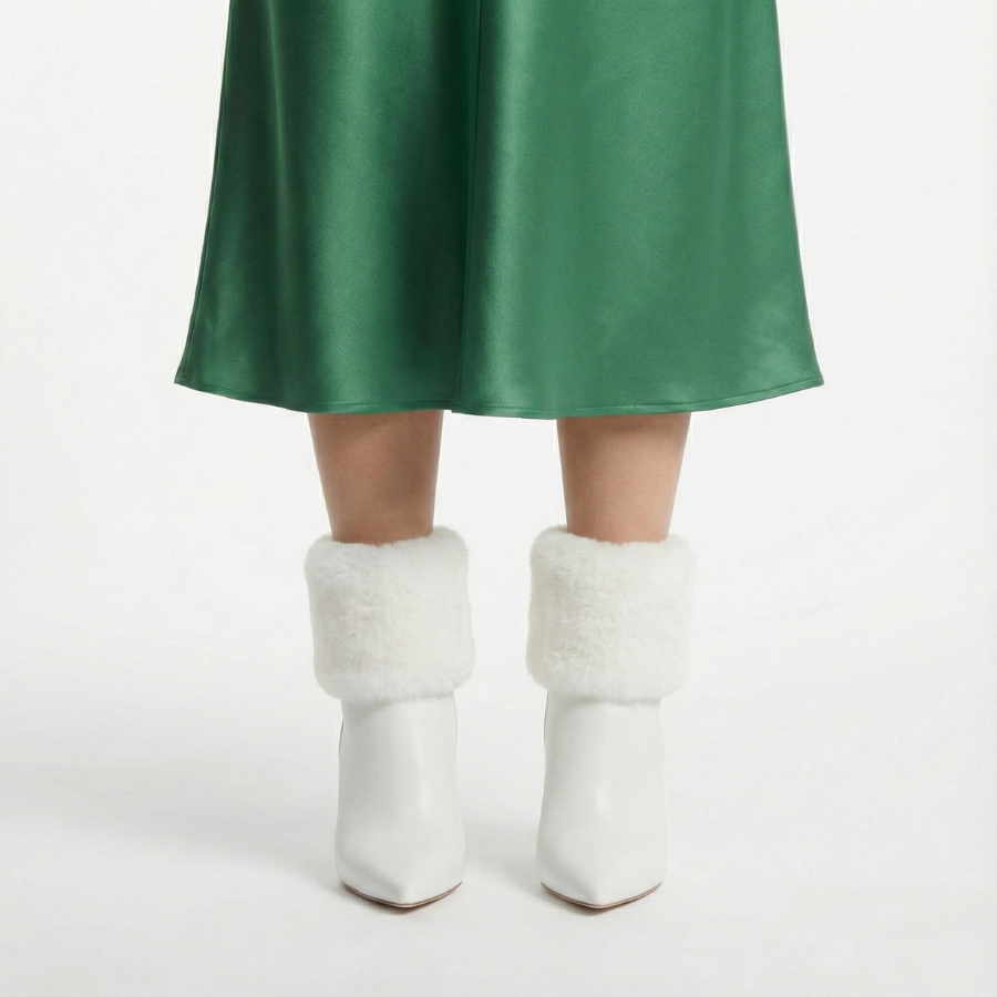 Faux-Fur High Heel Ankle Boot | Mila White