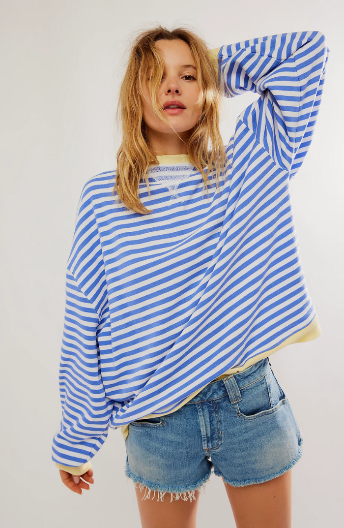 Serena | Women’s Spring Striped Crewneck Sweater With Long Sleeve