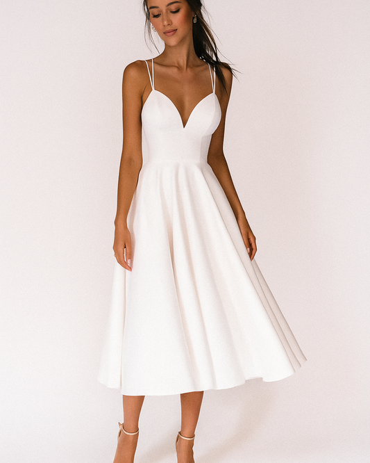 Brittany | Women’s Elegant Strappy Midi Dress With Spaghetti Straps