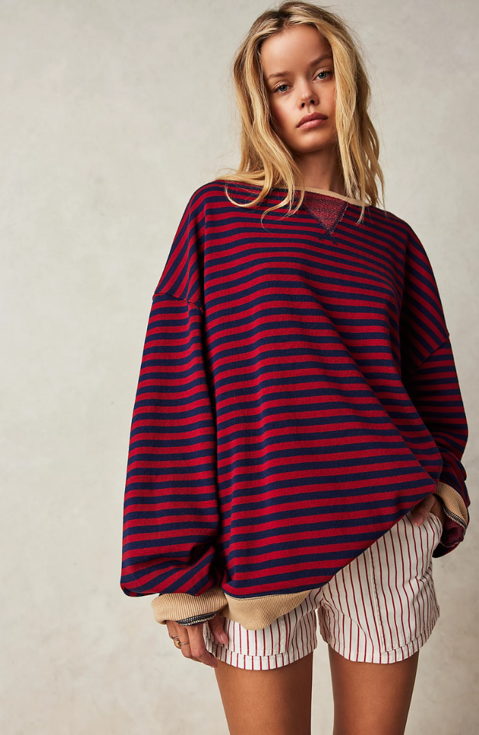 Serena | Women’s Spring Striped Crewneck Sweater With Long Sleeve