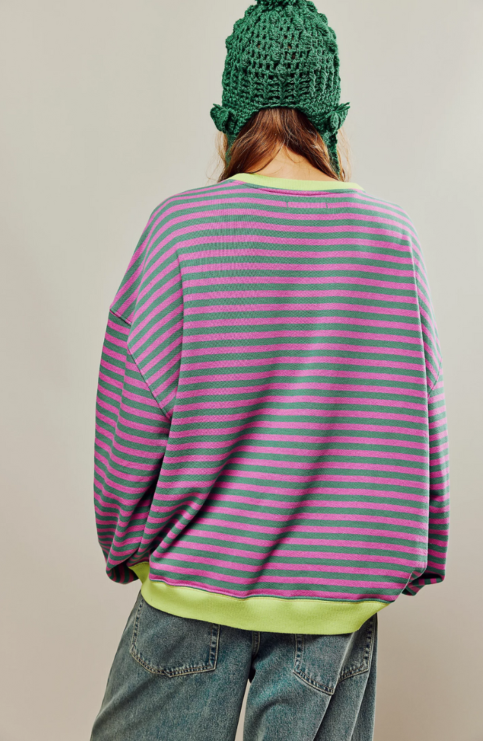 Serena | Women’s Spring Striped Crewneck Sweater With Long Sleeve