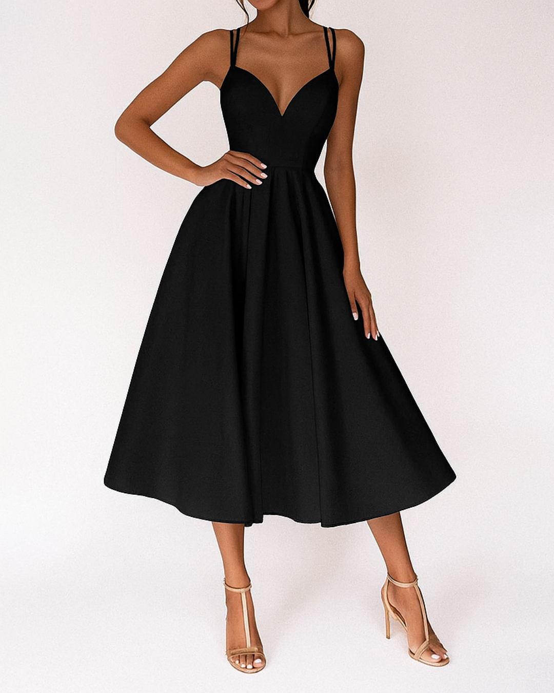 Brittany | Women’s Elegant Strappy Midi Dress With Spaghetti Straps