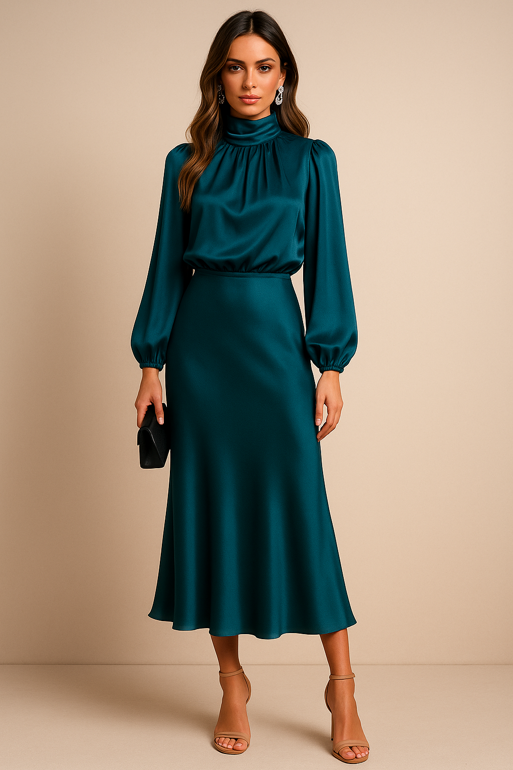 Megan | Women’s elegant satin midi dress
