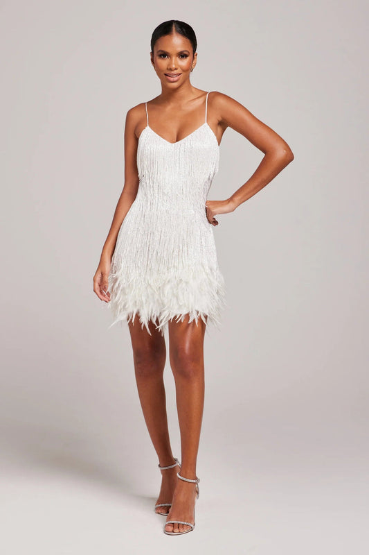 Willow | Women’s Cocktail Mini Dress With Fringe Feathers