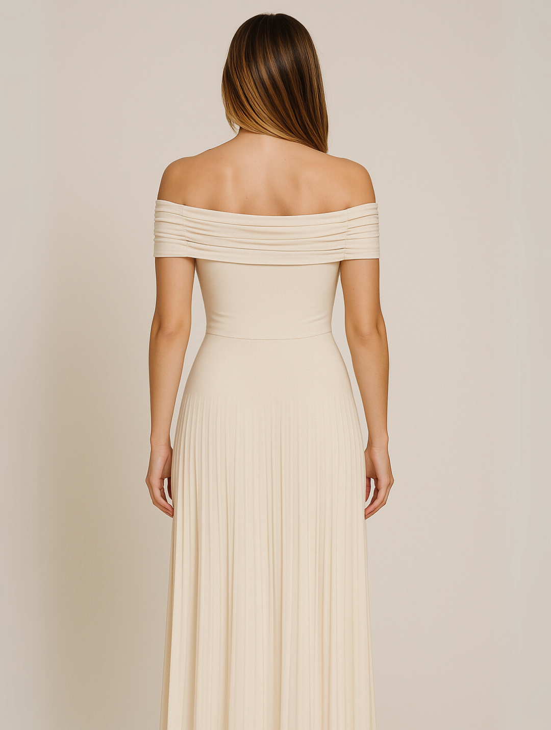 Lily | Women’s Elegant Pleated Off-Shoulder Maxi Dress
