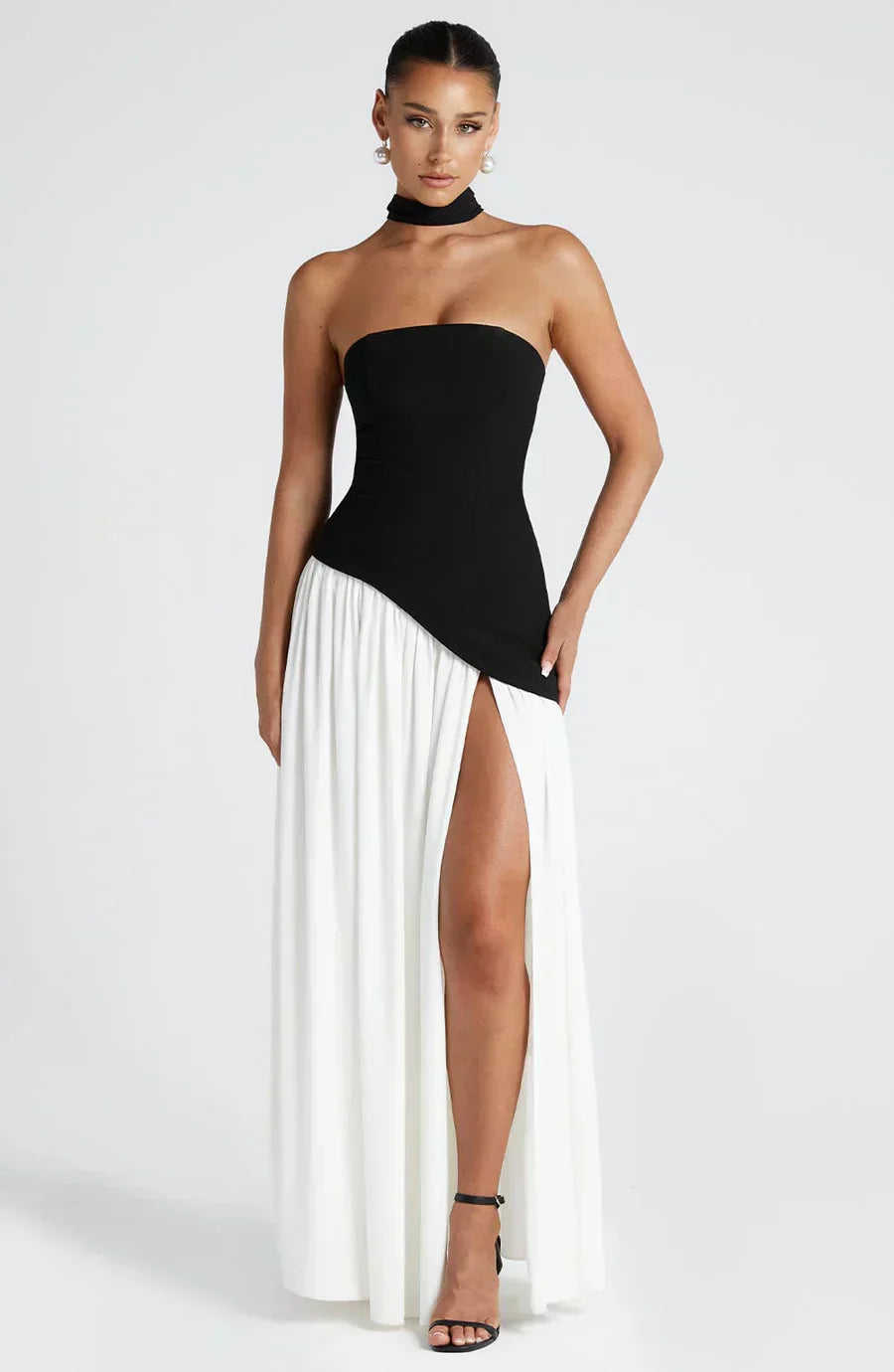 Emerson | Women’s Classic Asymmetric Maxi Dress With Flowing Skirt