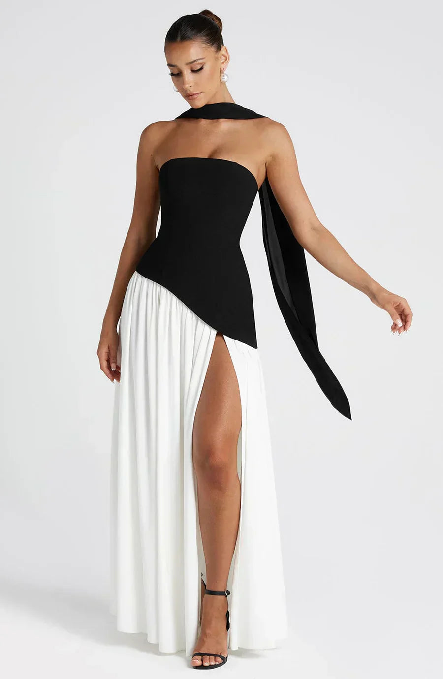 Emerson | Women’s Classic Asymmetric Maxi Dress With Flowing Skirt