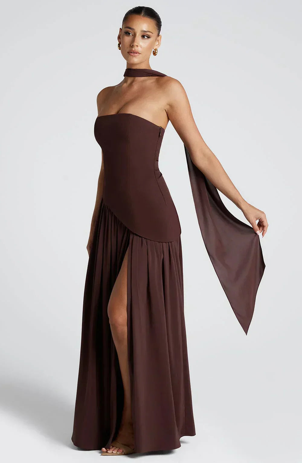 Emerson | Women’s Classic Asymmetric Maxi Dress With Flowing Skirt